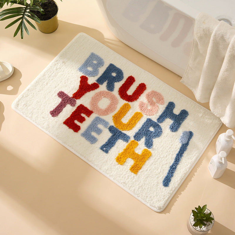 Colorful Bath Time Letter Pattern Polyester Floor Mat
