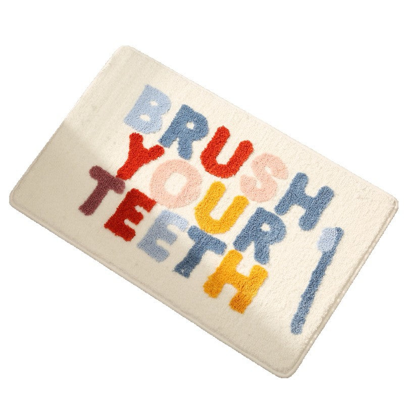 Colorful Bath Time Letter Pattern Polyester Floor Mat