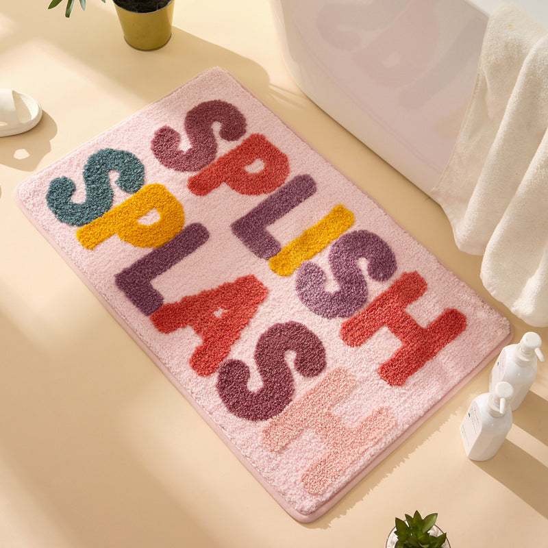 Colorful Bath Time Letter Pattern Polyester Floor Mat
