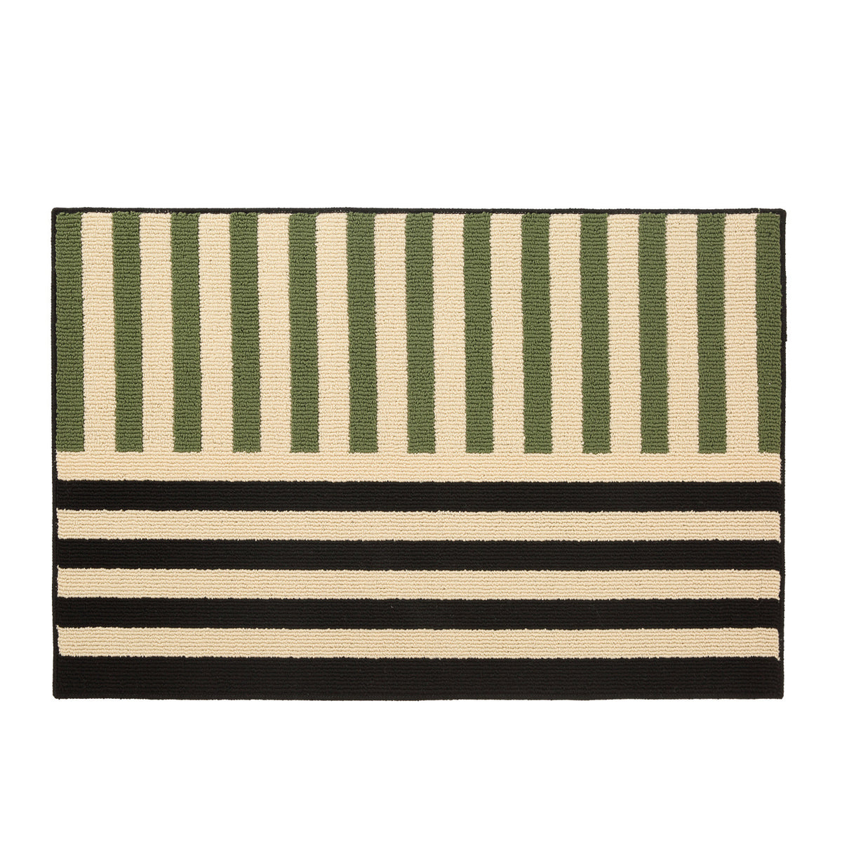 Two-Tone Striped Polyester Rectangular Floor Mat