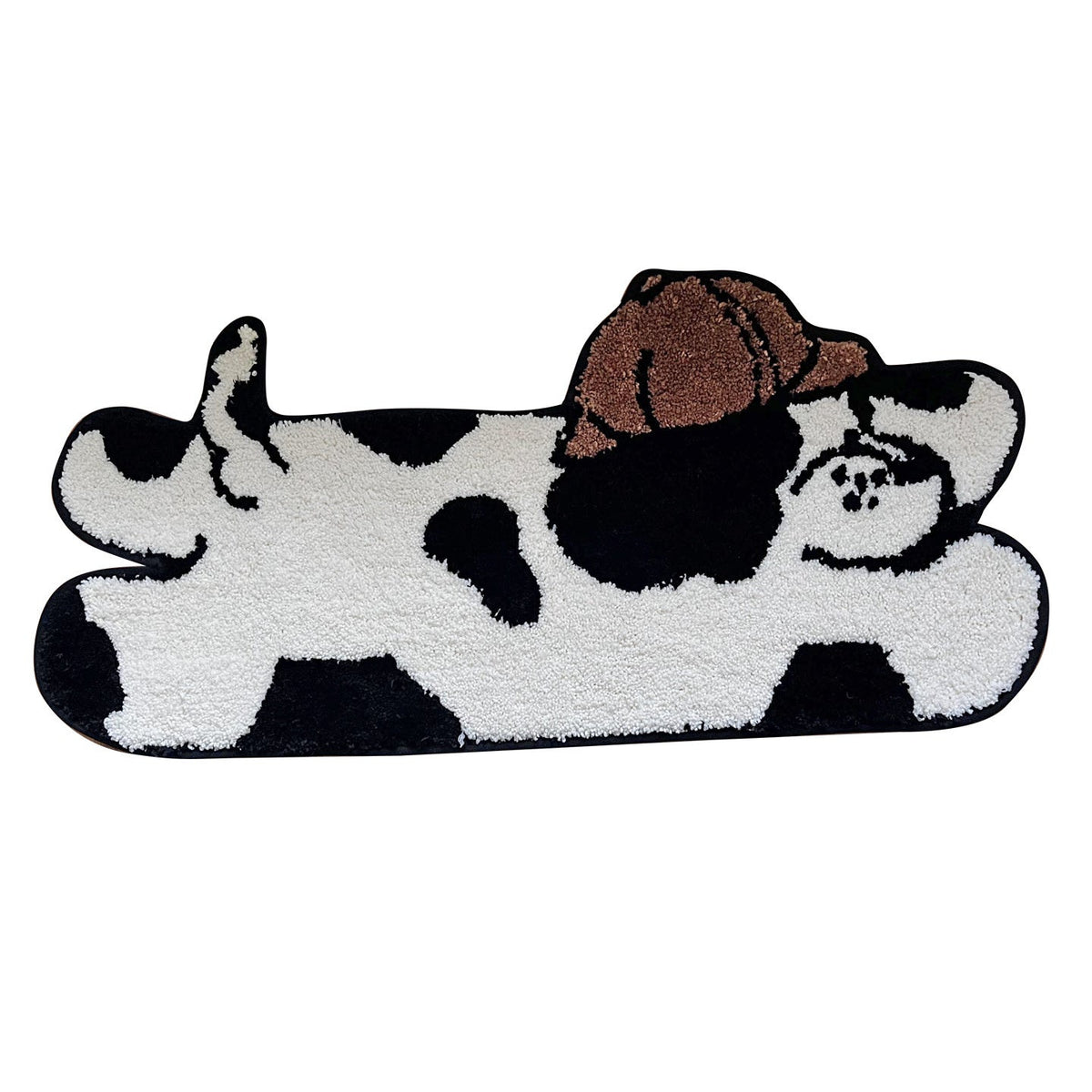 Black & White Cartoon Dog Shaped Polyester Floor Mat